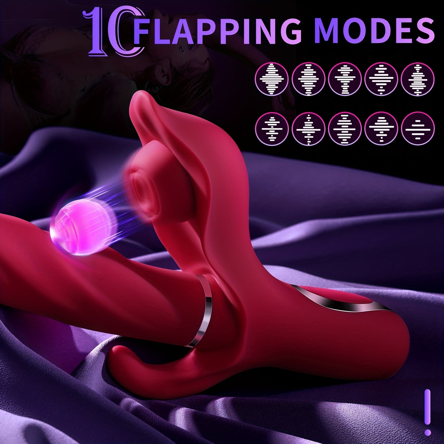[Rechargeable Bunny Vibrator] Rechargeable 3-in-1 AAV G-Spot Bunny Vibrator | 30 Modes USB Powered Clitoral Stimulator, 1200mAh Lithium Battery, 3-Point Stimulus Telescopic Impact for Women, Couples Adult Toy