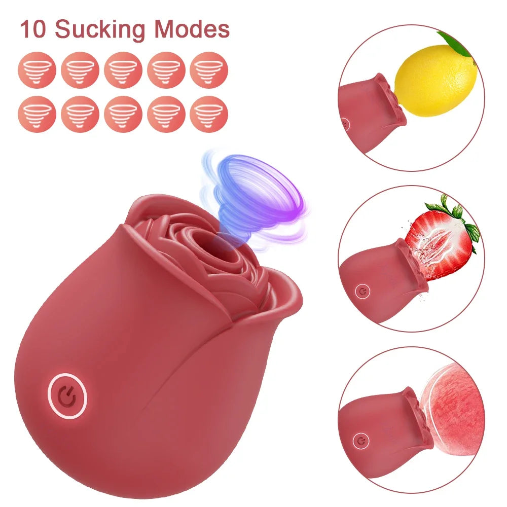 Sex Toys Rose-Sucking Vibrator for Women Oral Nipple Clitoris Sucker Clit Stimulator Massager Vibrating Female Adult Products