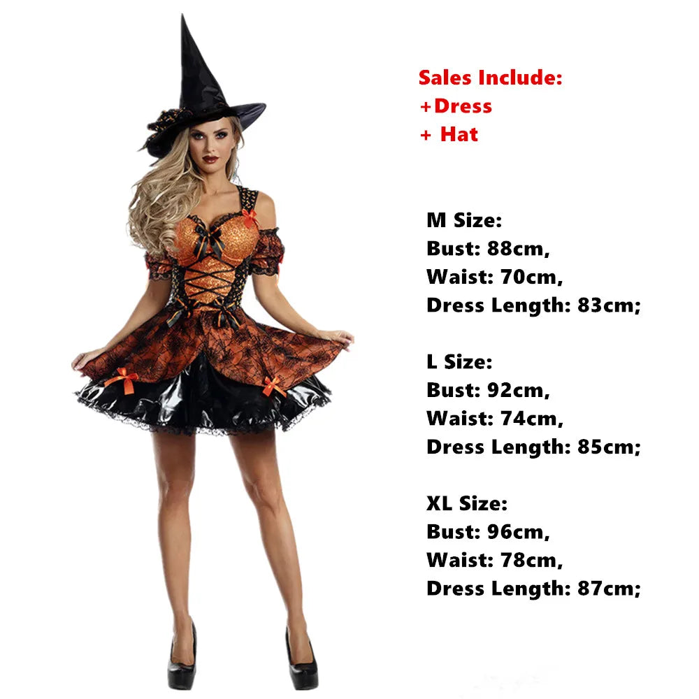 Costume de sorcière violette sexy pour femme, tenue de carnaval, déguisement de cosplay avec chapeau, pour Halloween